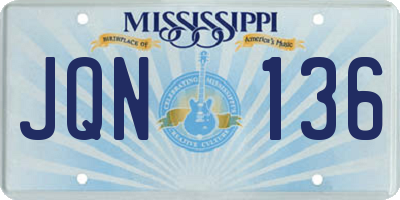 MS license plate JQN136