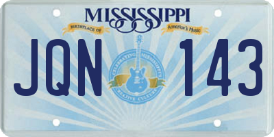 MS license plate JQN143