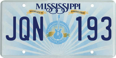 MS license plate JQN193