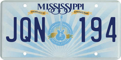 MS license plate JQN194