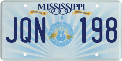 MS license plate JQN198