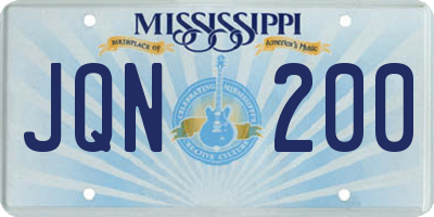 MS license plate JQN200