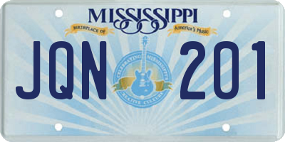 MS license plate JQN201