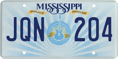 MS license plate JQN204