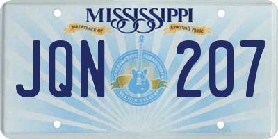 MS license plate JQN207