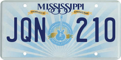 MS license plate JQN210