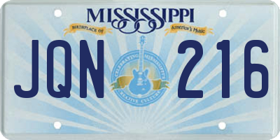 MS license plate JQN216