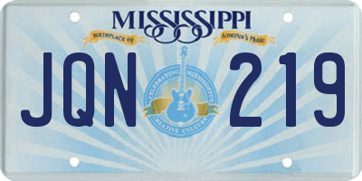 MS license plate JQN219