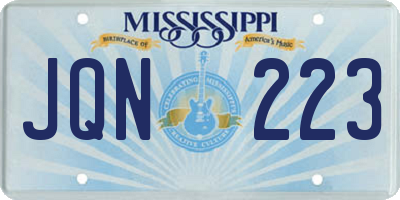 MS license plate JQN223
