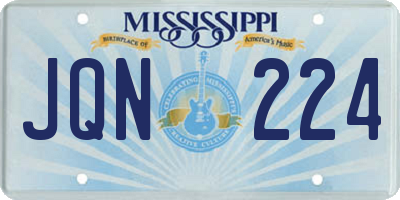 MS license plate JQN224