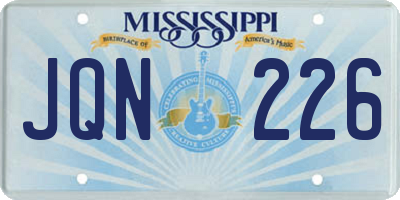 MS license plate JQN226