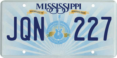 MS license plate JQN227