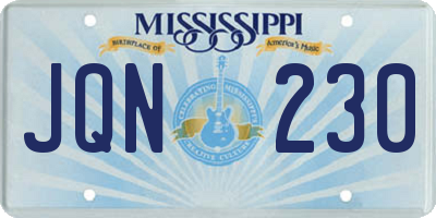 MS license plate JQN230