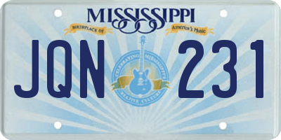 MS license plate JQN231