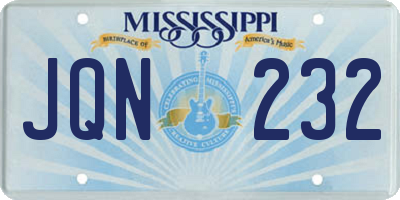 MS license plate JQN232