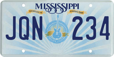MS license plate JQN234