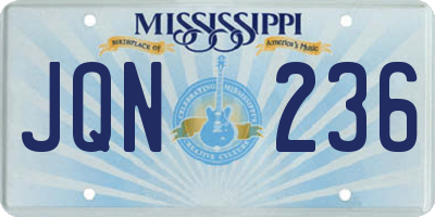 MS license plate JQN236