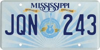 MS license plate JQN243