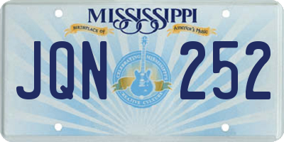 MS license plate JQN252