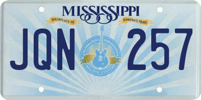 MS license plate JQN257