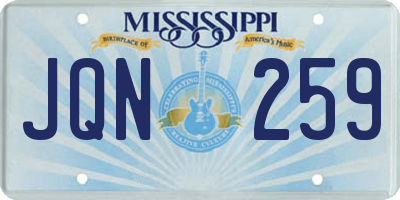 MS license plate JQN259