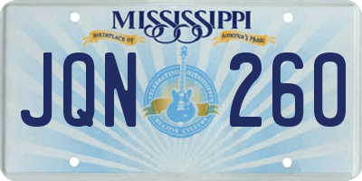 MS license plate JQN260
