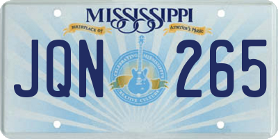 MS license plate JQN265