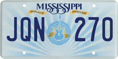 MS license plate JQN270