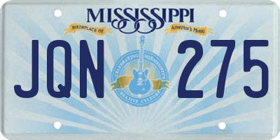 MS license plate JQN275