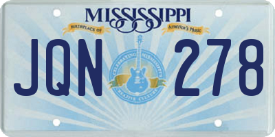 MS license plate JQN278