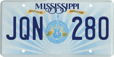 MS license plate JQN280