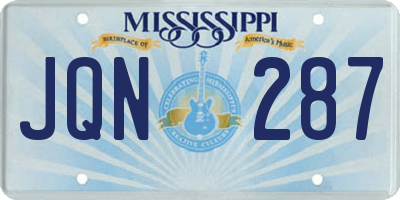 MS license plate JQN287