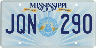 MS license plate JQN290