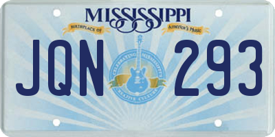 MS license plate JQN293