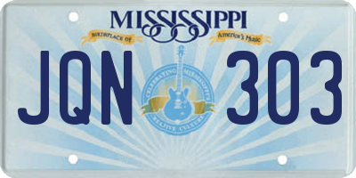 MS license plate JQN303