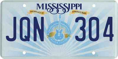 MS license plate JQN304