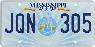 MS license plate JQN305