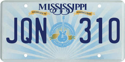 MS license plate JQN310