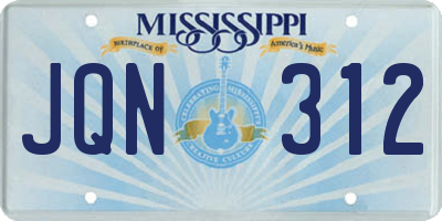 MS license plate JQN312