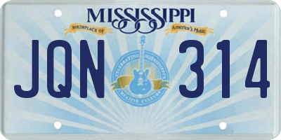MS license plate JQN314