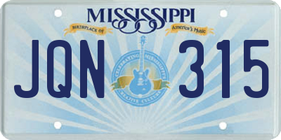 MS license plate JQN315