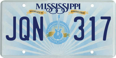 MS license plate JQN317