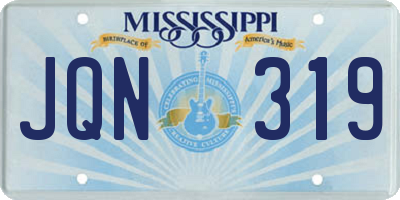 MS license plate JQN319
