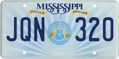 MS license plate JQN320