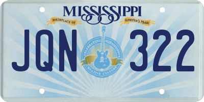 MS license plate JQN322