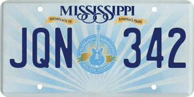 MS license plate JQN342