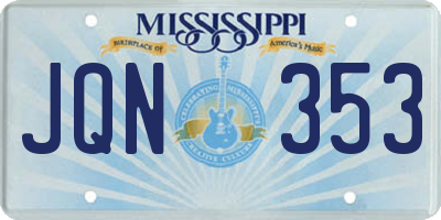 MS license plate JQN353