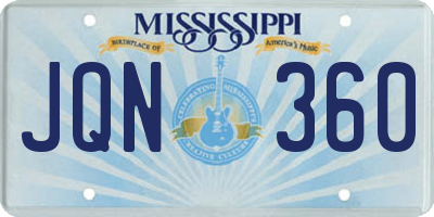 MS license plate JQN360