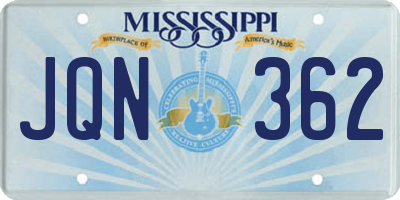MS license plate JQN362