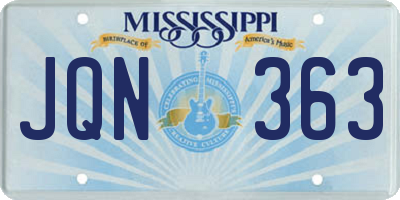 MS license plate JQN363